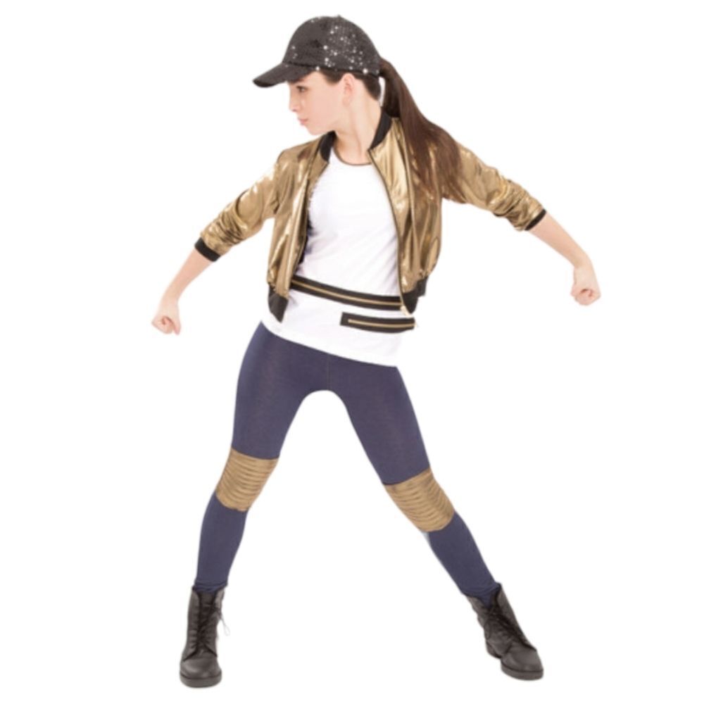 REVOLUTION DANCEWEAR celsius gold jacket pants tank top and‎ hat costume set M